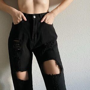Black Distressed Women's Jeans